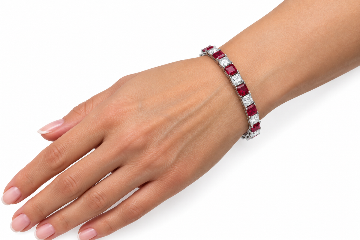 Ruby & Diamond Alternating Tennis Bracelet