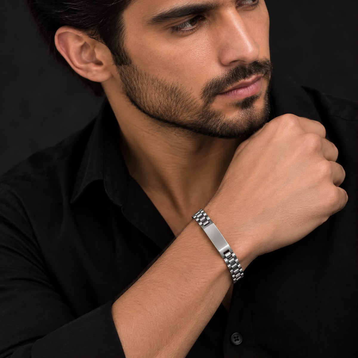 Men’s Silver Stainless Steel Link Bracelet