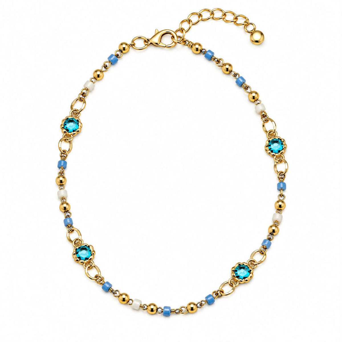 Pastel Bead Charm Anklet