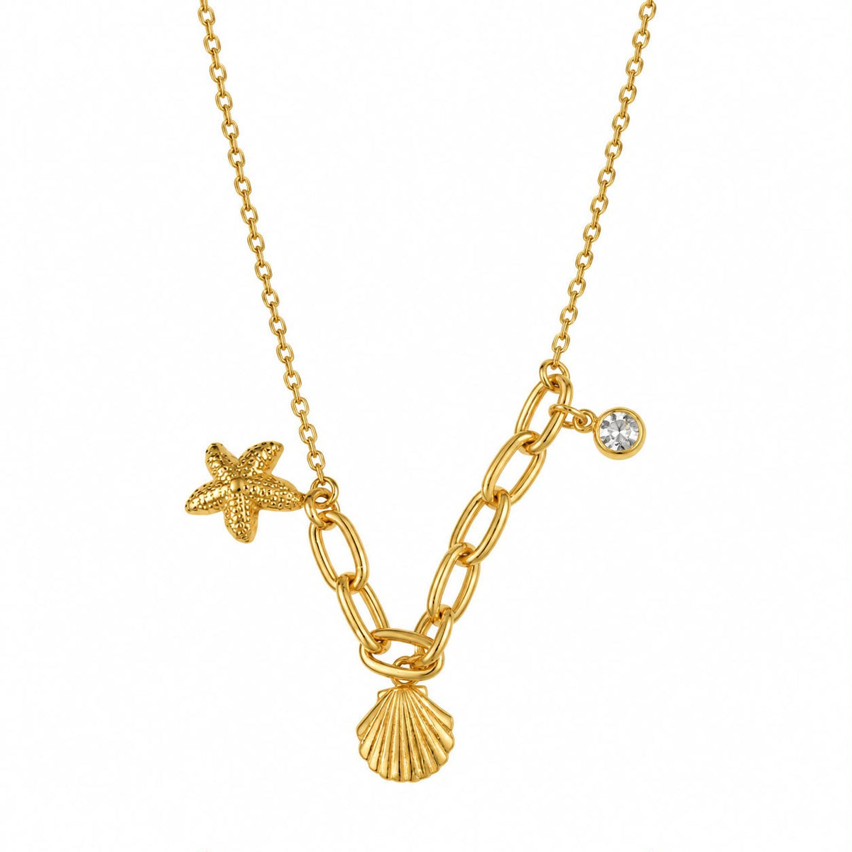 Ocean Charm Paperclip Chain Necklace