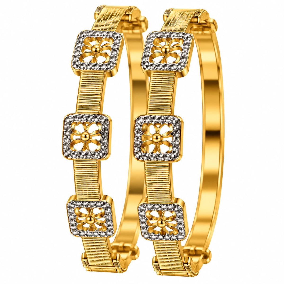 Set of 2 Two-Tone Broad Bangles