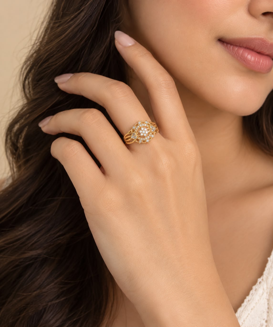 Royal Mandala Floral Medallion Gold Ring