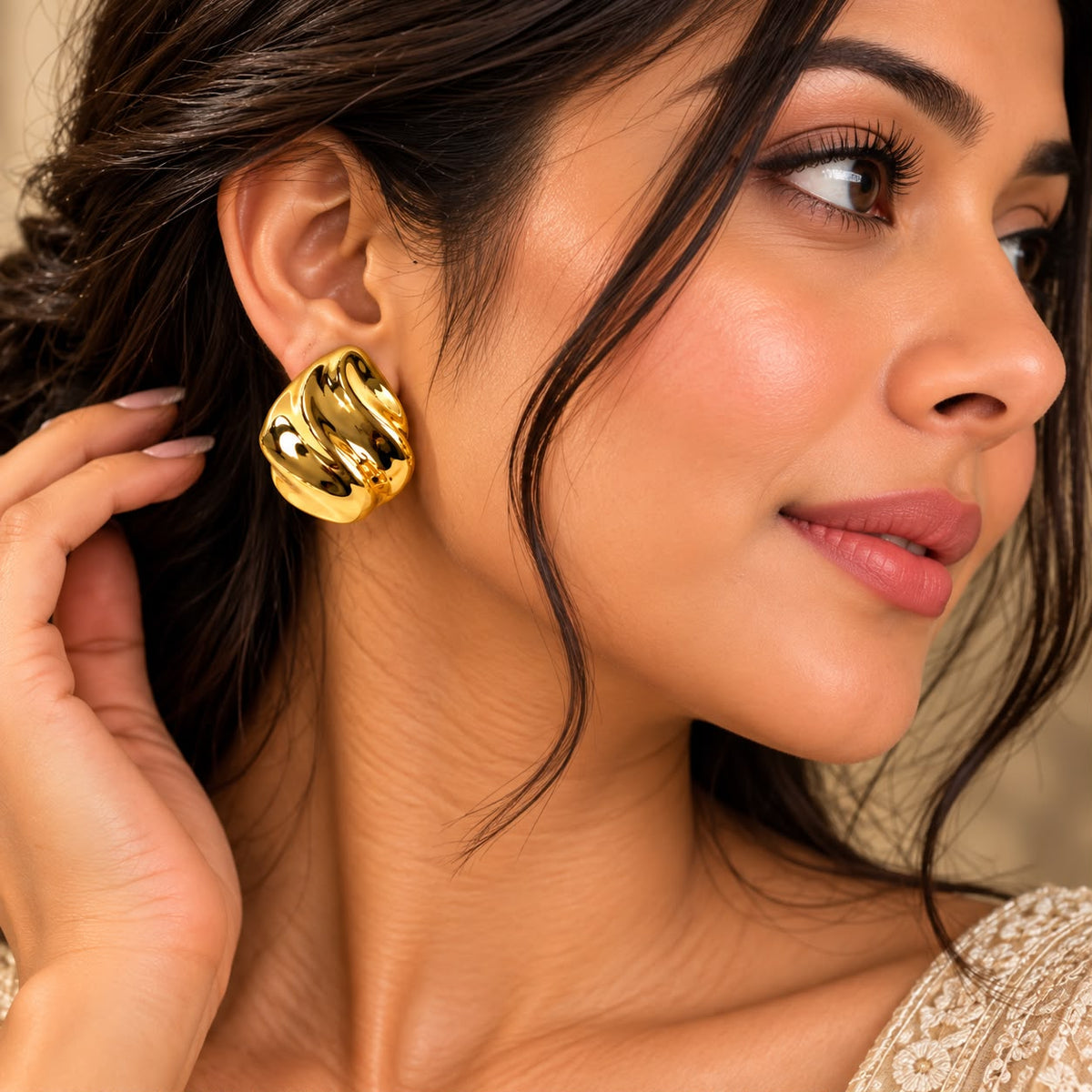 Sculpted Gold Statement Earrings