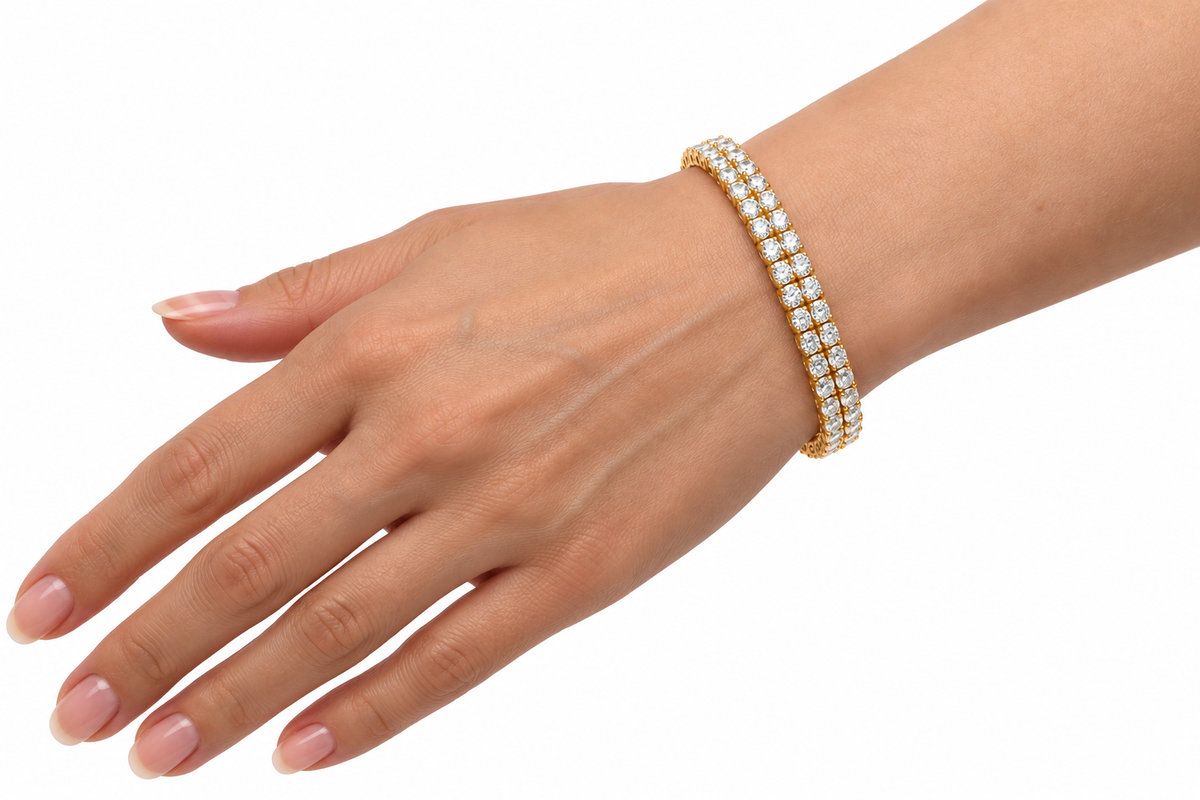 Double-Row Gold Tennis Bracelet