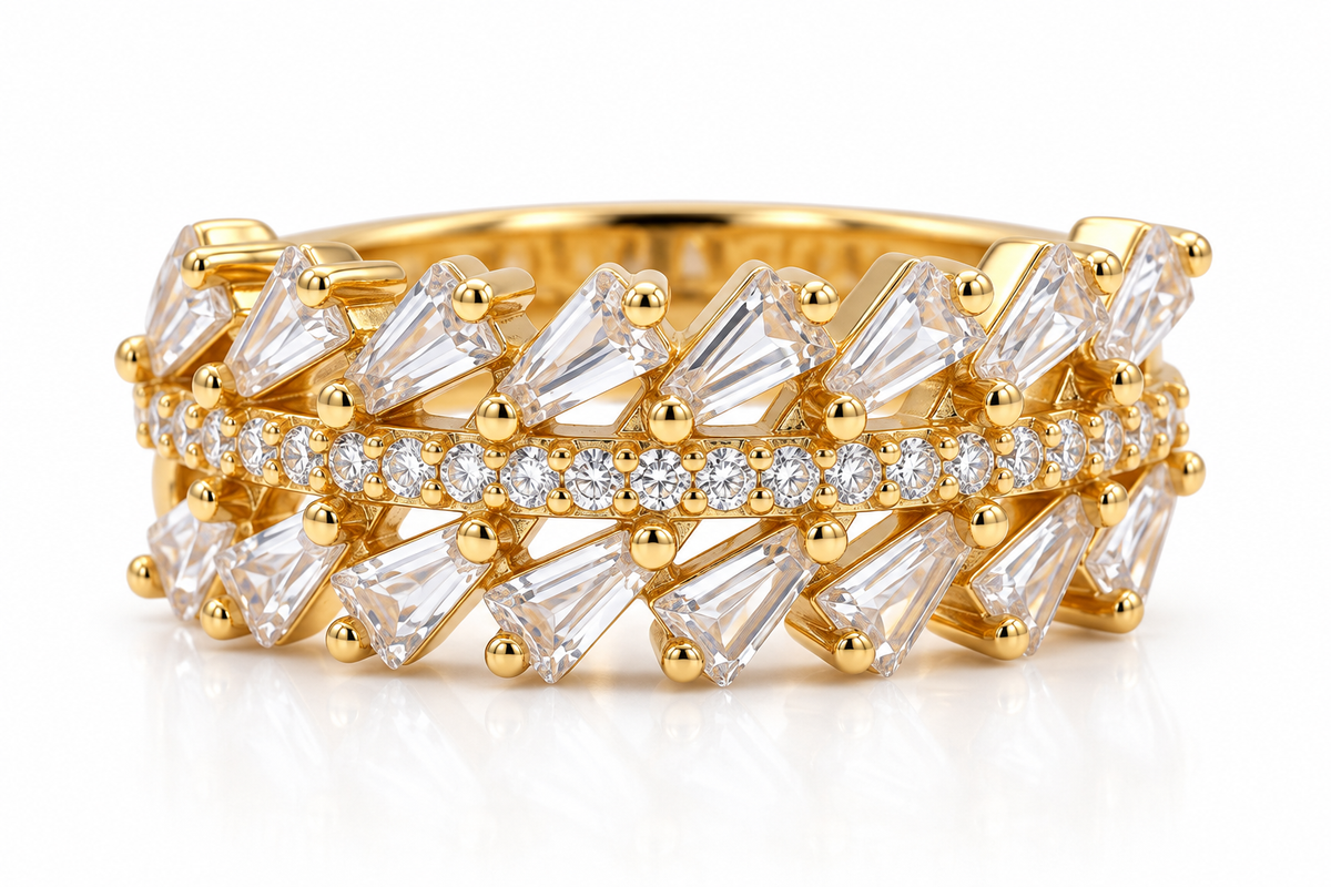 Triple-Row Baguette Eternity Band