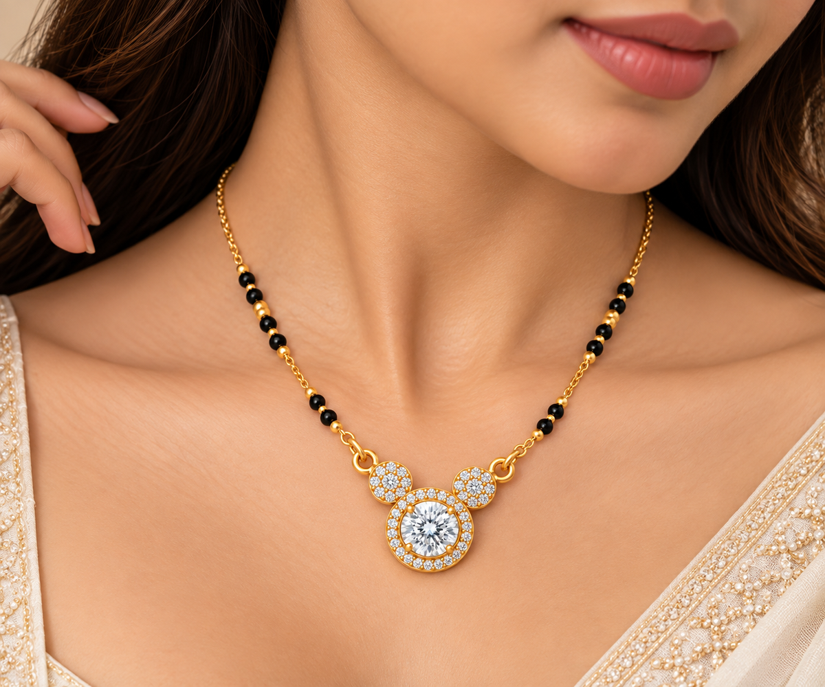 Diamond Halo Gold Mangalsutra