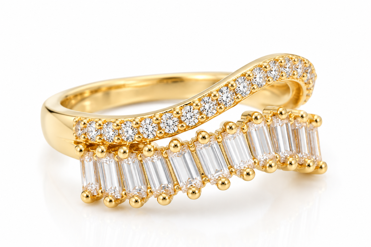 Contour Baguette Wave Ring