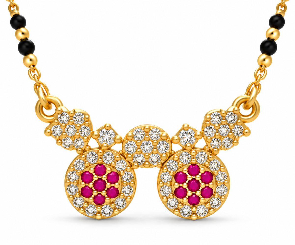 Ruby & CZ Gold Mangalsutra