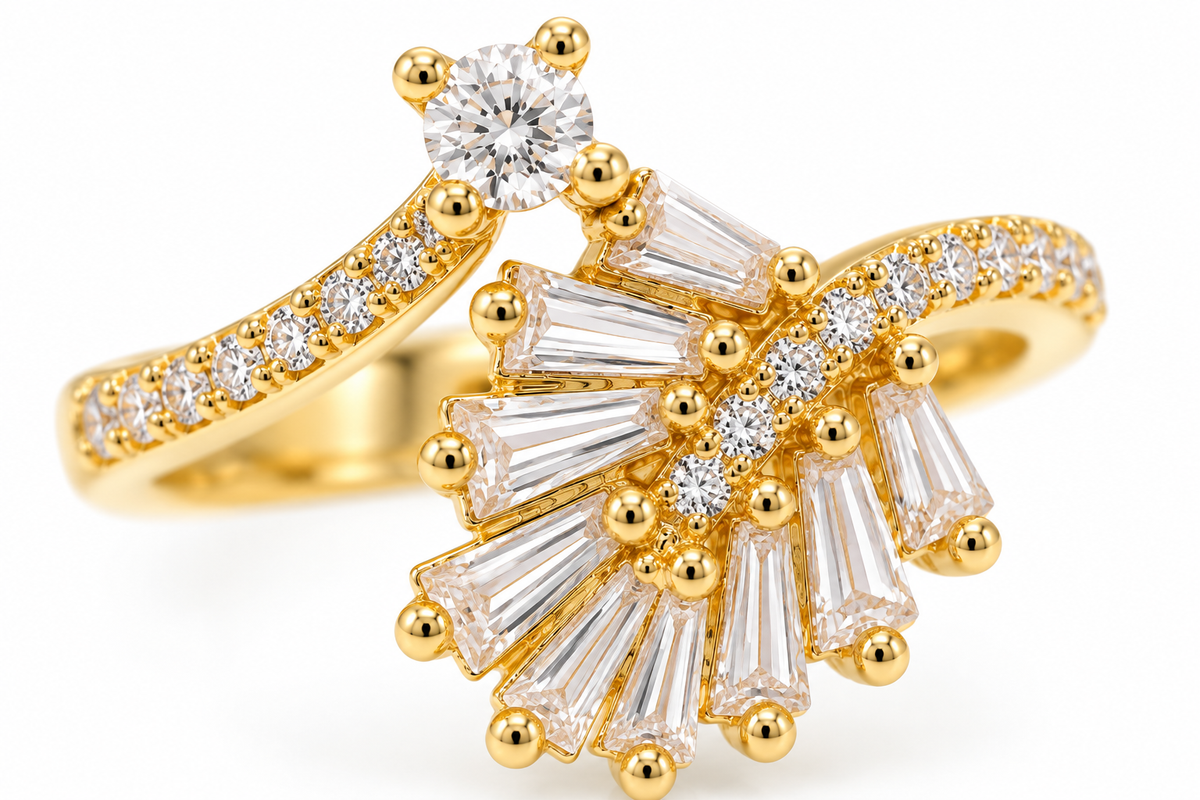 Tapered Fan Accent Ring