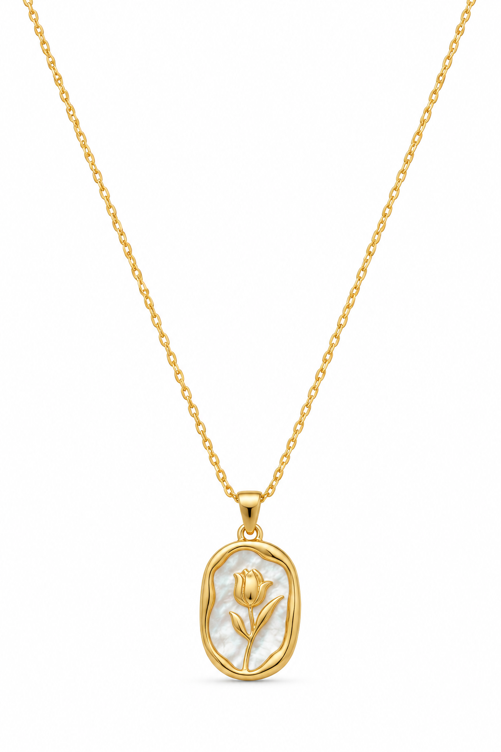 Gold Tulip Pendant Necklace