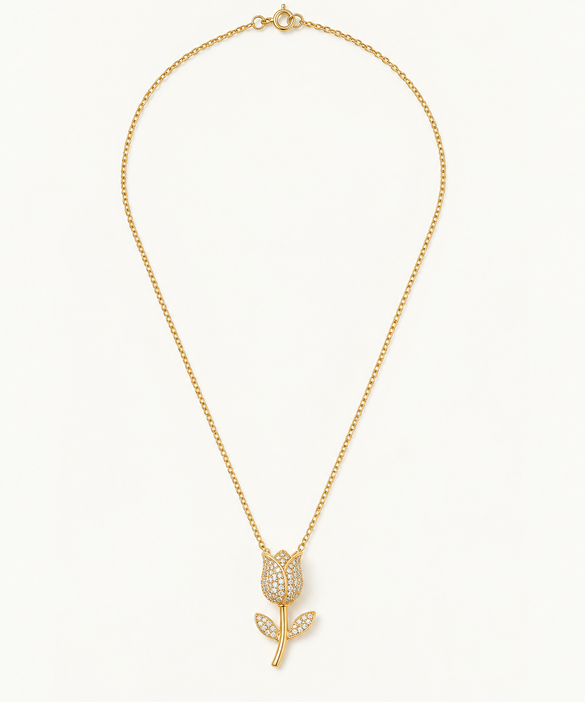 Pavé Tulip Bloom Dainty Necklace