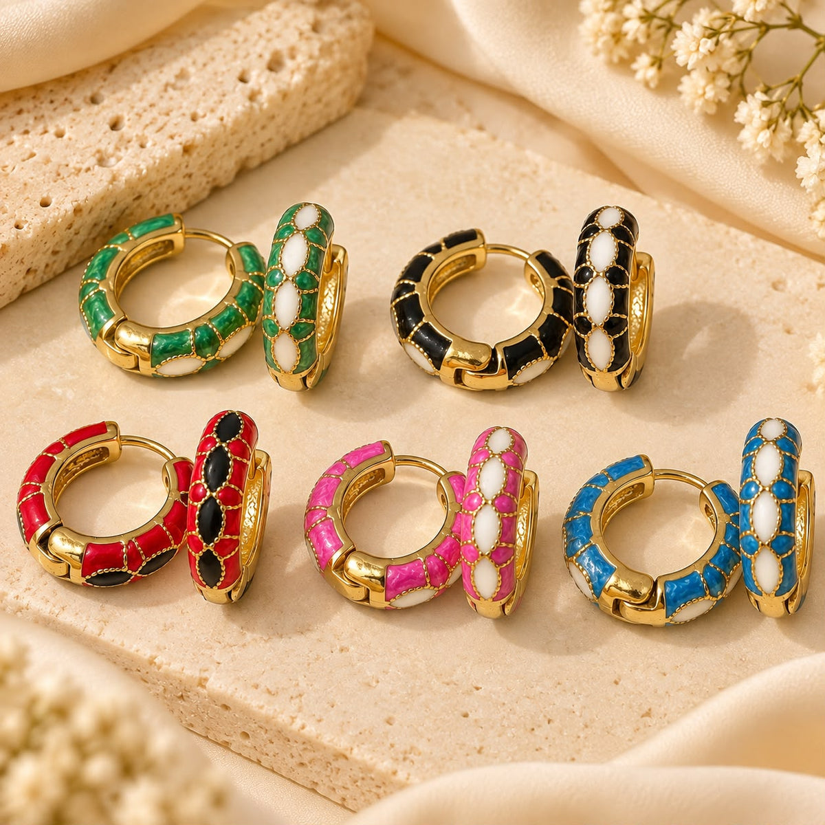 Minakari Work Colorful Hoops