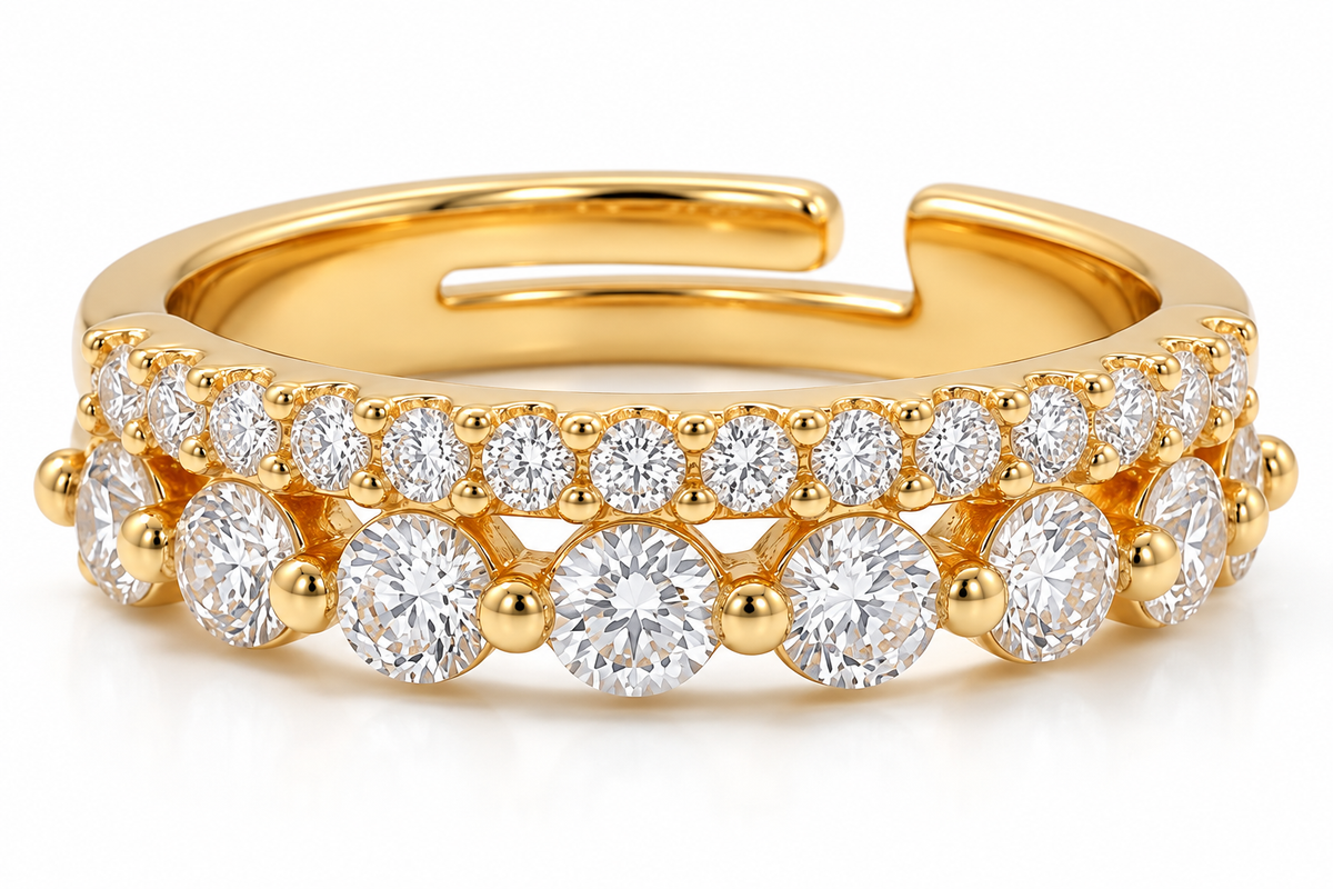 Dual-Band Pavé Bypass Ring