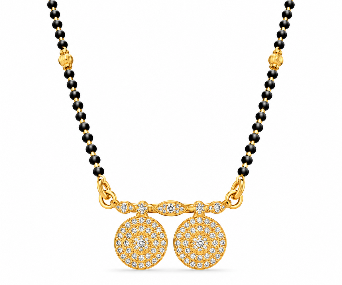 Circular Diamond Gold Mangalsutra