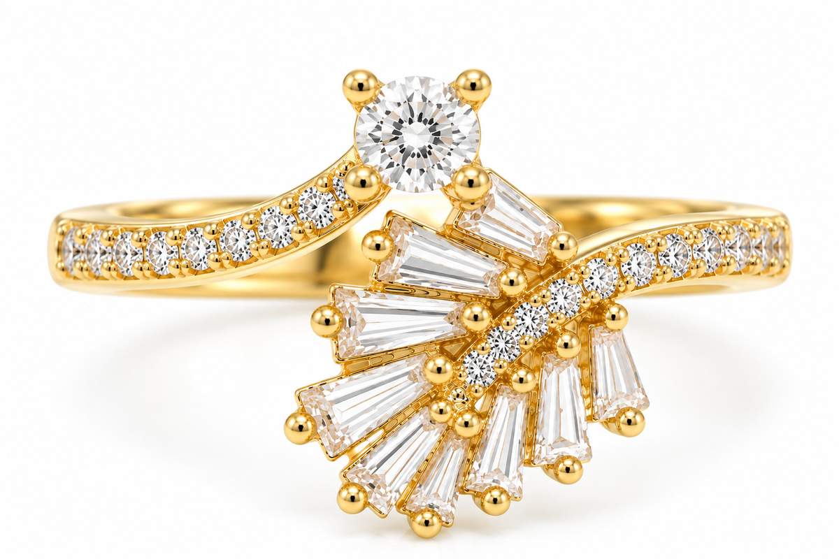Tapered Fan Accent Ring