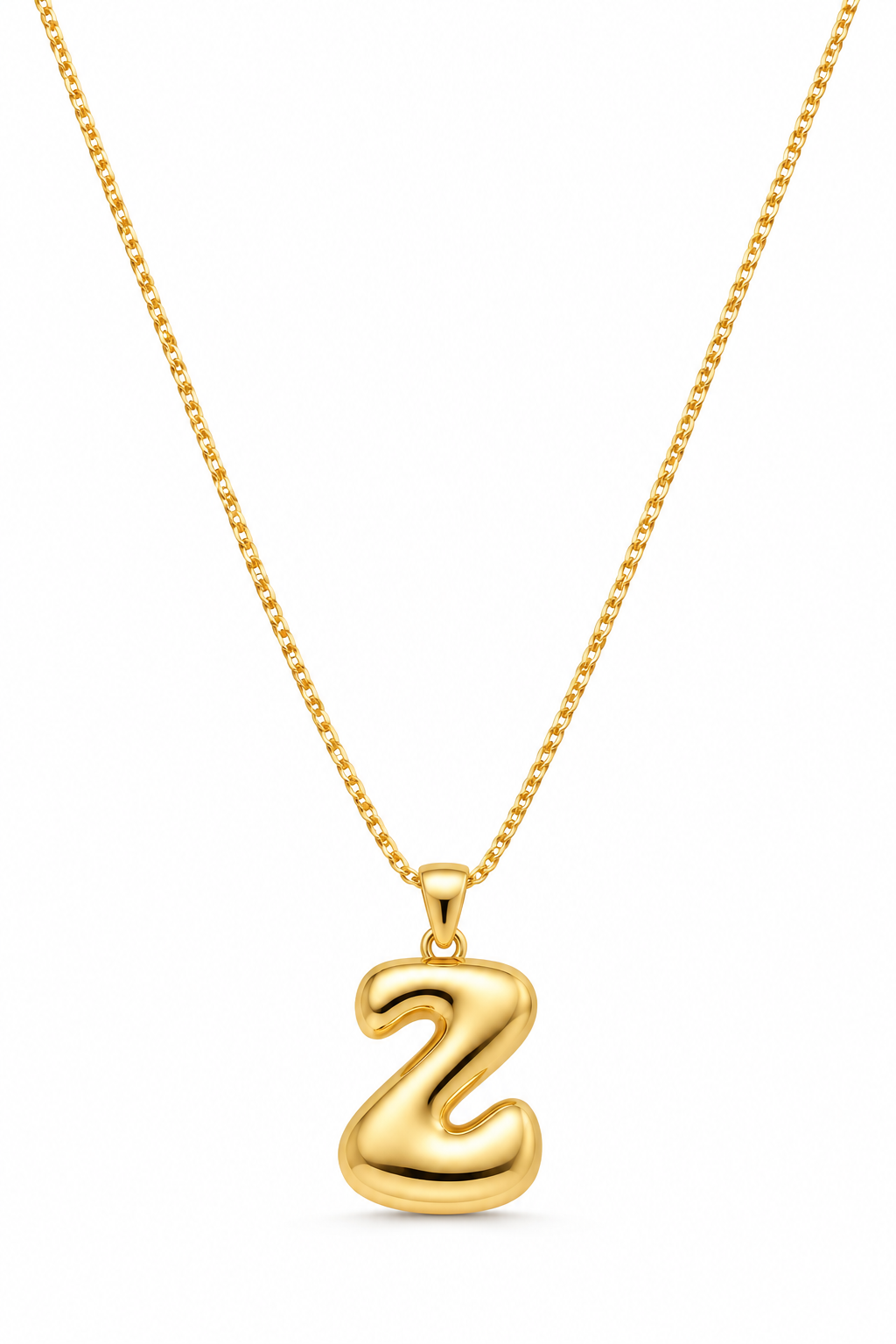 Puffed Gold Initial Necklace