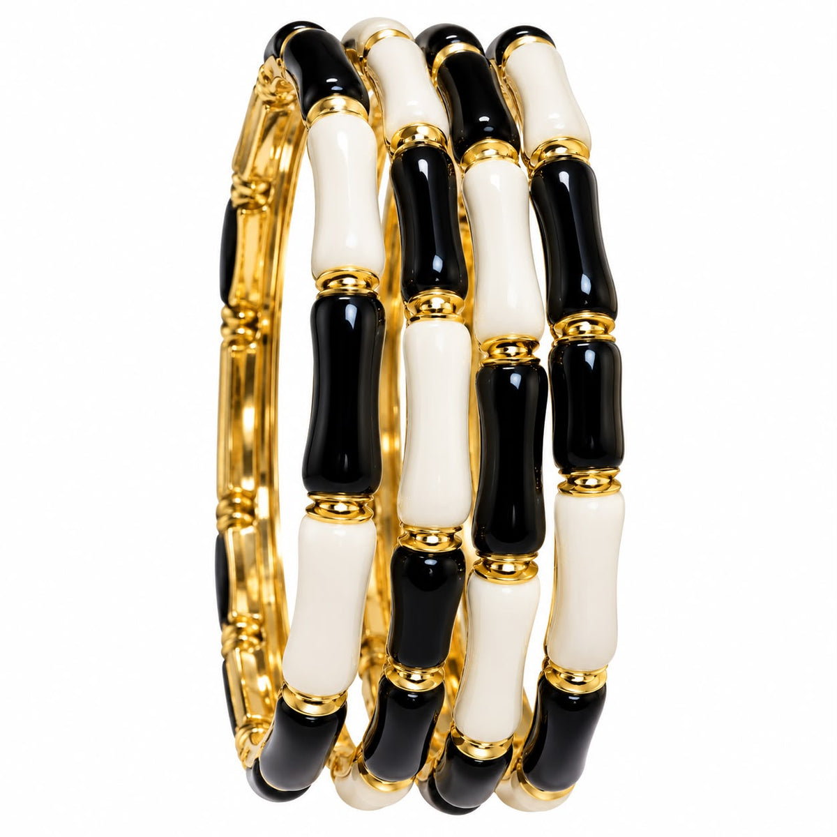 Black & White Monochromatic Chic Bangles (Set of 2)