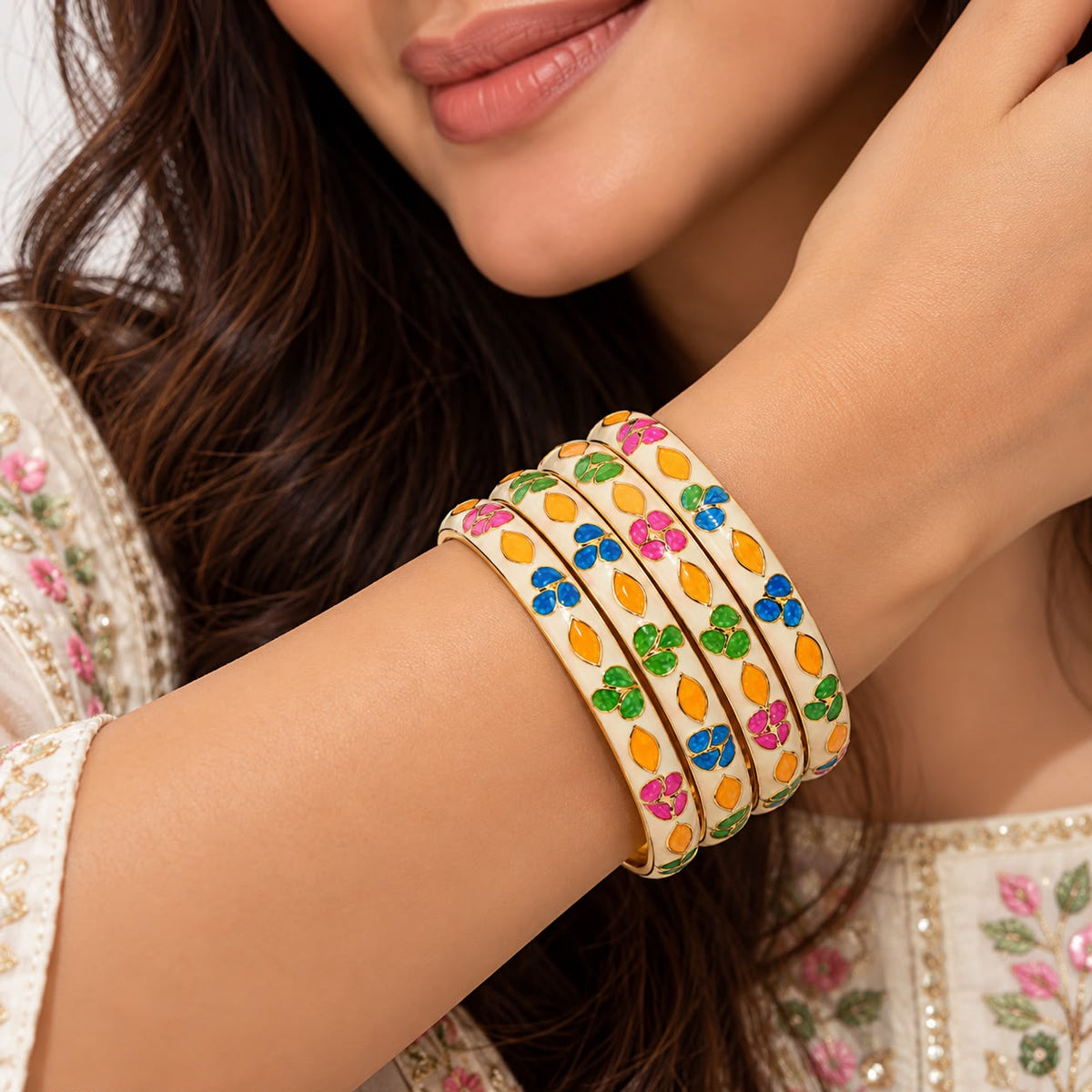 Multi-Color Meenakari Bangles (Set of 2)