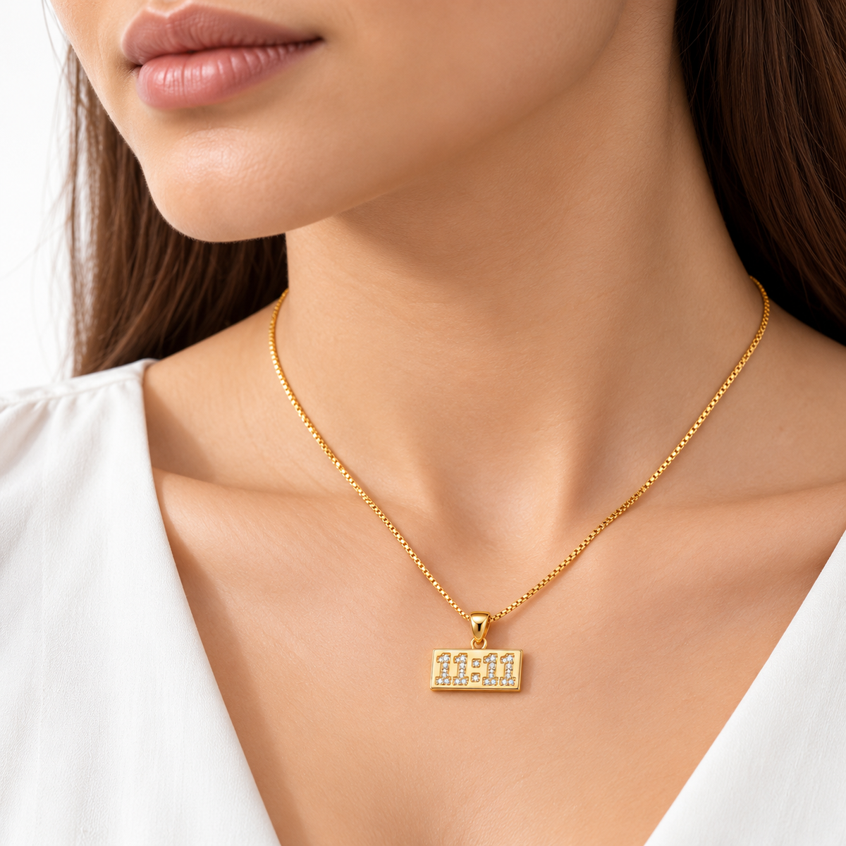 11:11 Pavé Diamond Bar Necklace