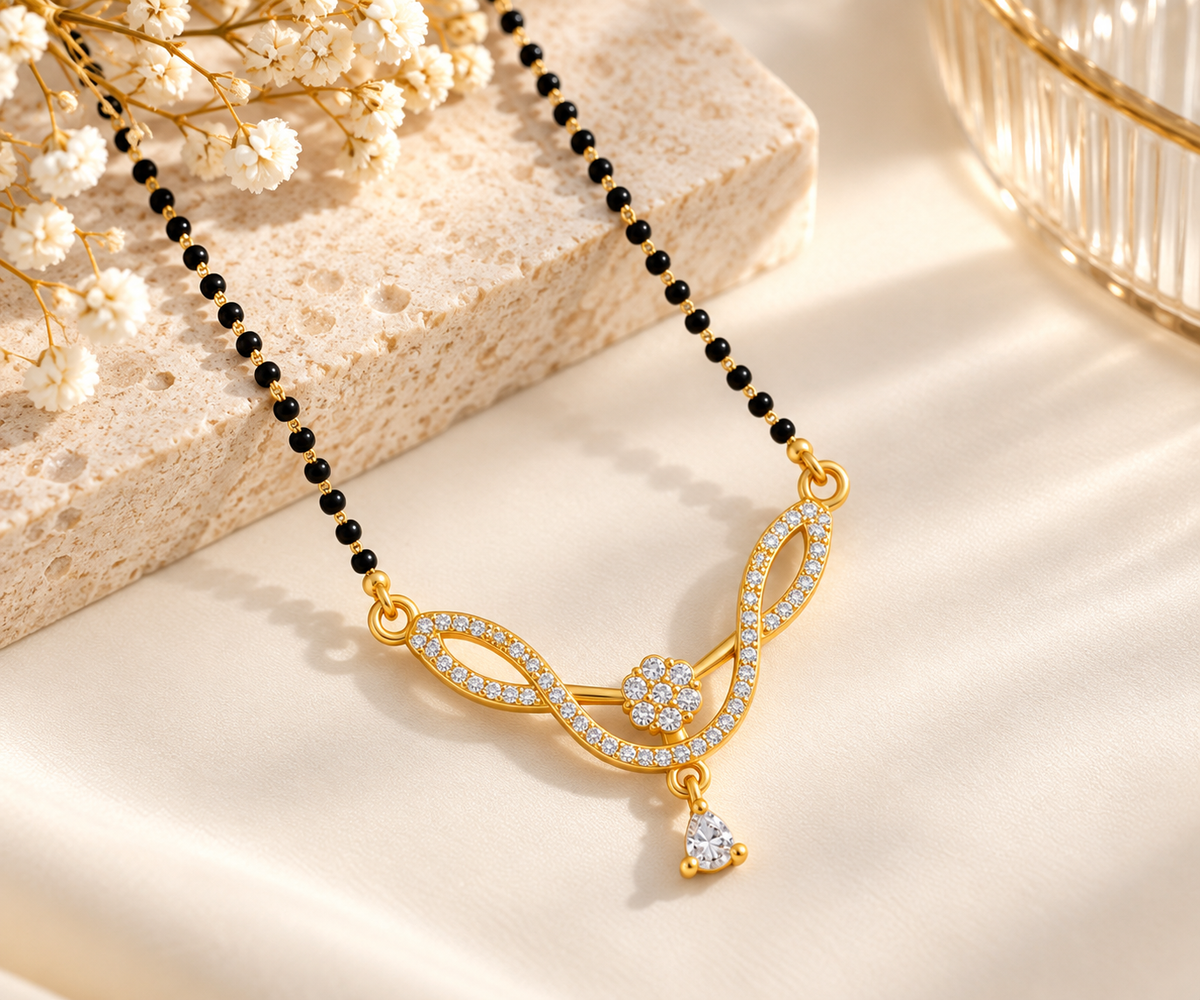 Ornate Pave-Set Diamond Gold Mangalsutra – Design 2