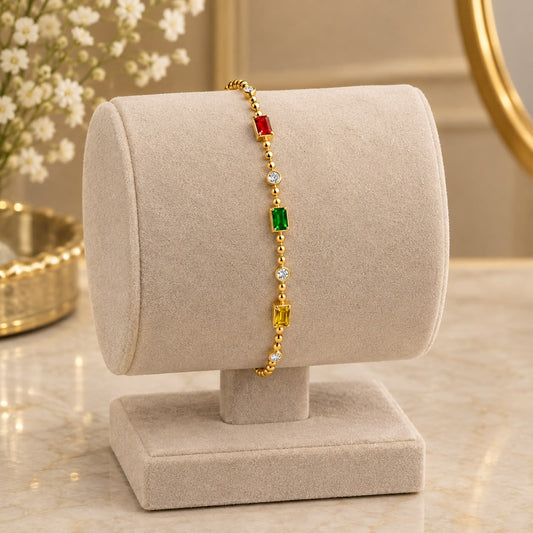Multicolor Gemstone Beaded Chain Bracelet