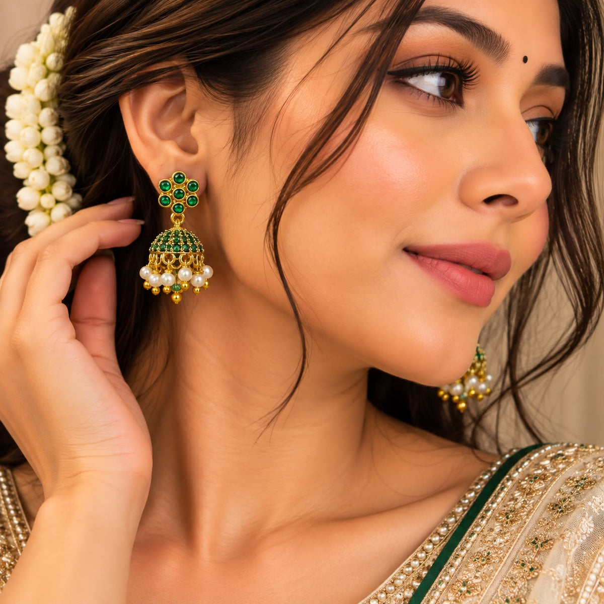 Korean-Inspired Pearl Drop Mini Jhumkas