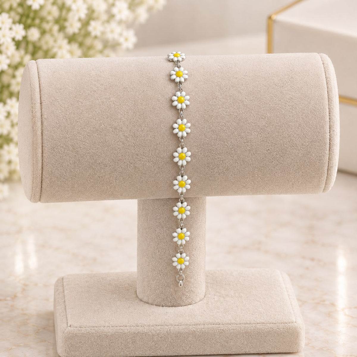 Enamel Daisy Flower Bracelet