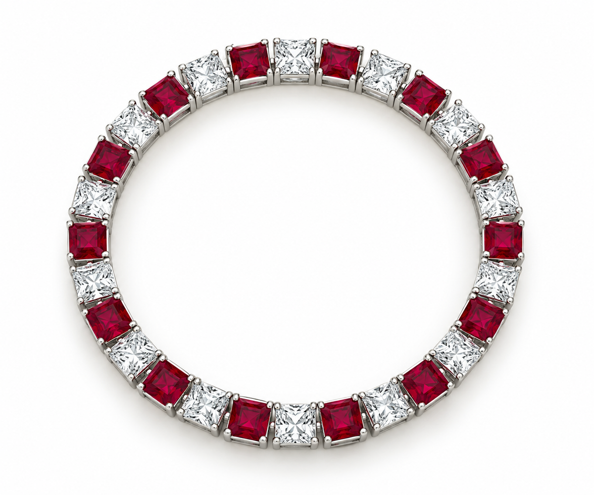 Ruby & Diamond Alternating Tennis Bracelet