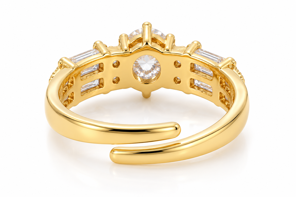 Baguette-Accented Solitaire Ring