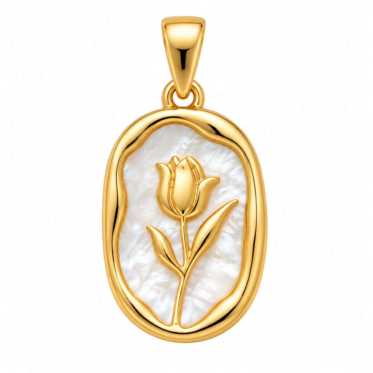 Gold Tulip Pendant Necklace