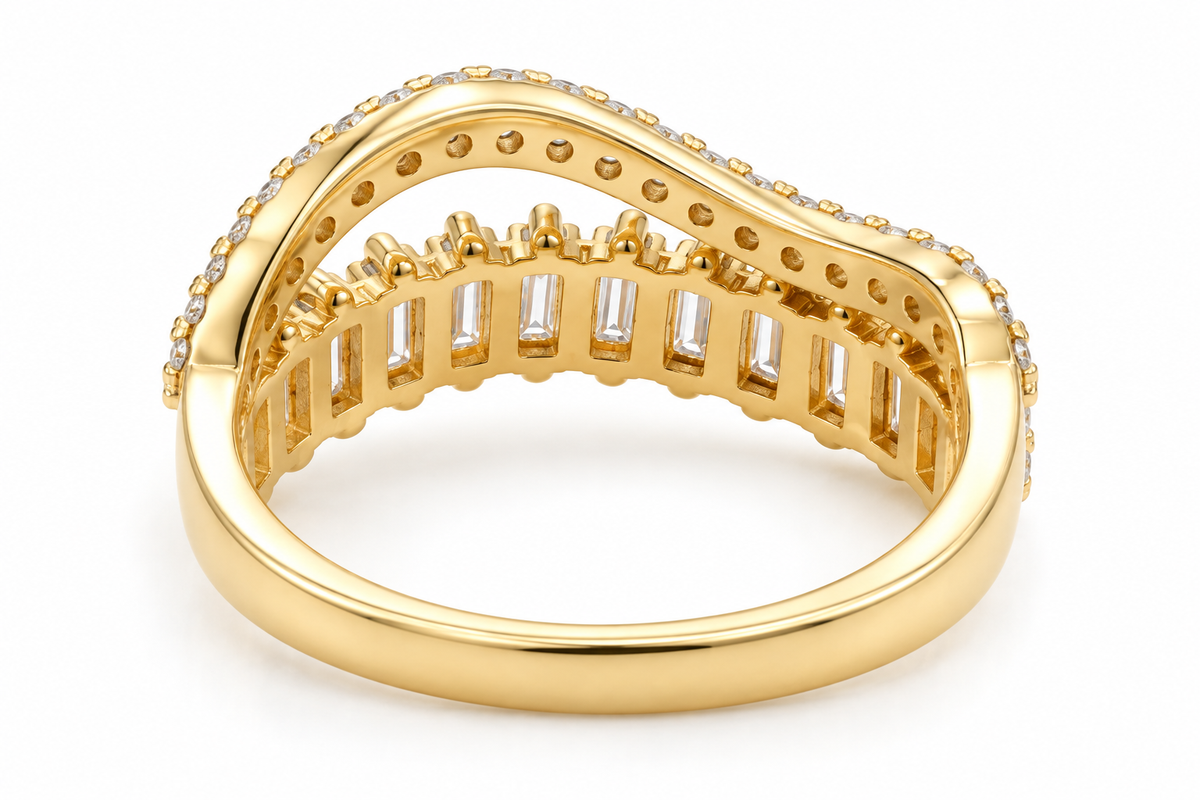 Contour Baguette Wave Ring