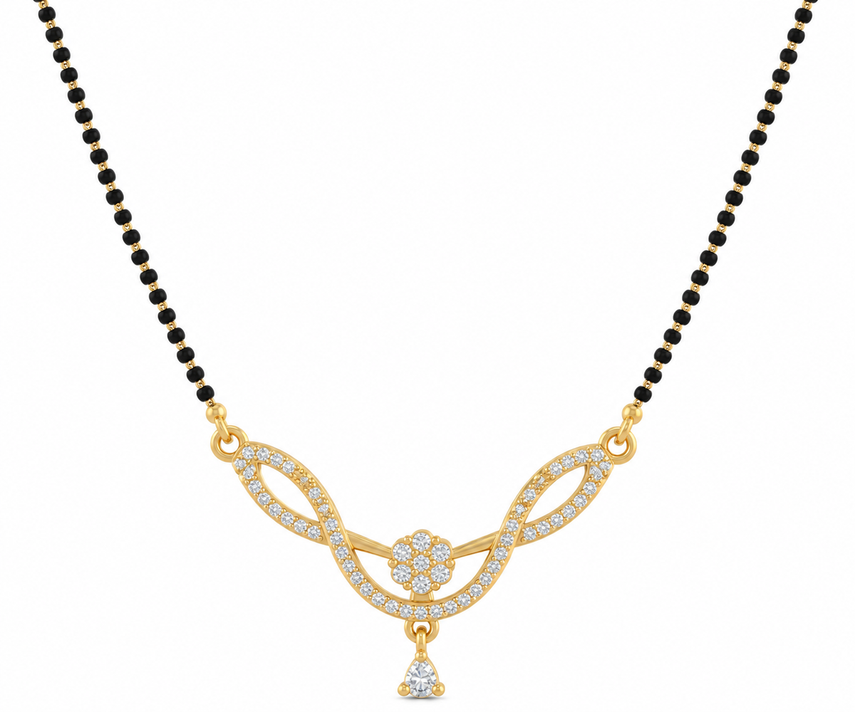 Ornate Pave-Set Diamond Gold Mangalsutra – Design 2