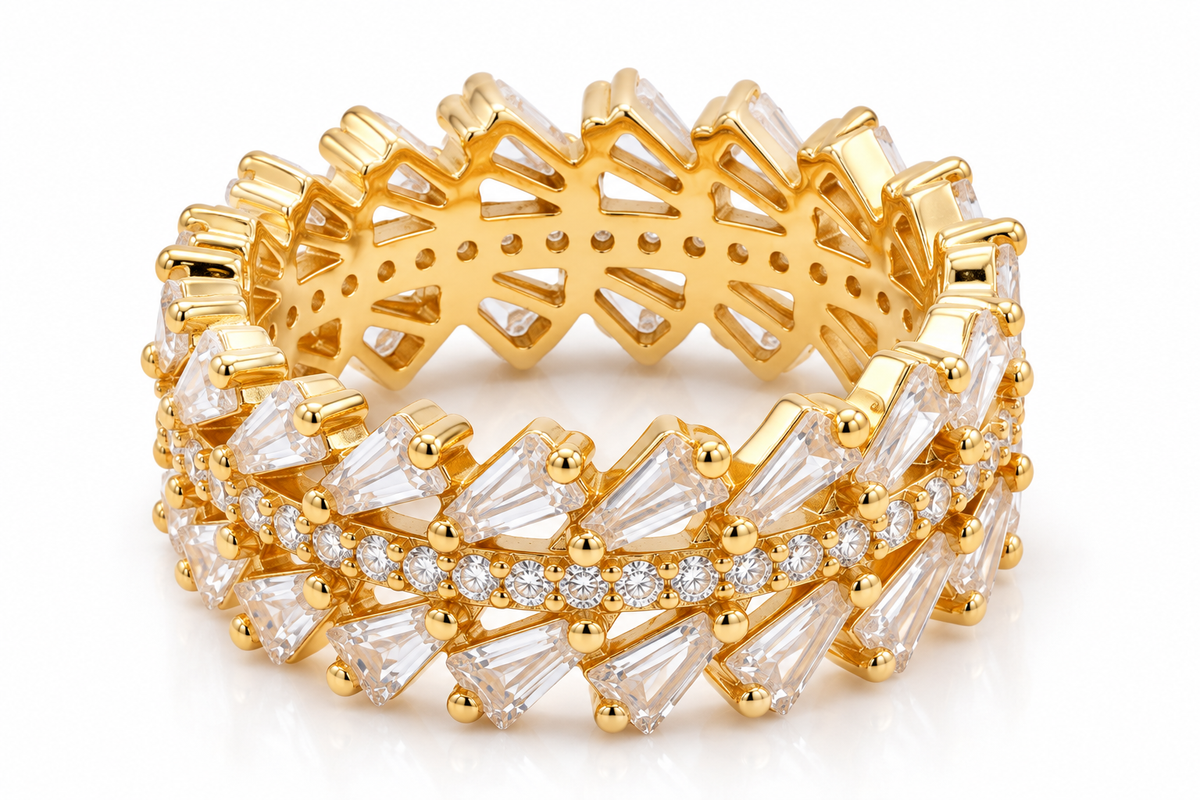 Triple-Row Baguette Eternity Band