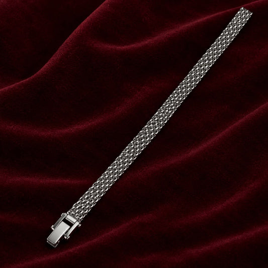 Men’s Silver Woven Stainless Steel Bracelet