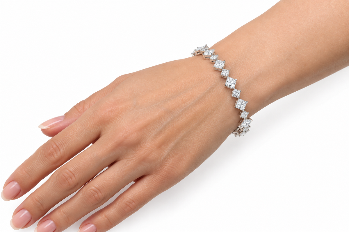 Princess-Cut Diagonal Tennis Bracelet