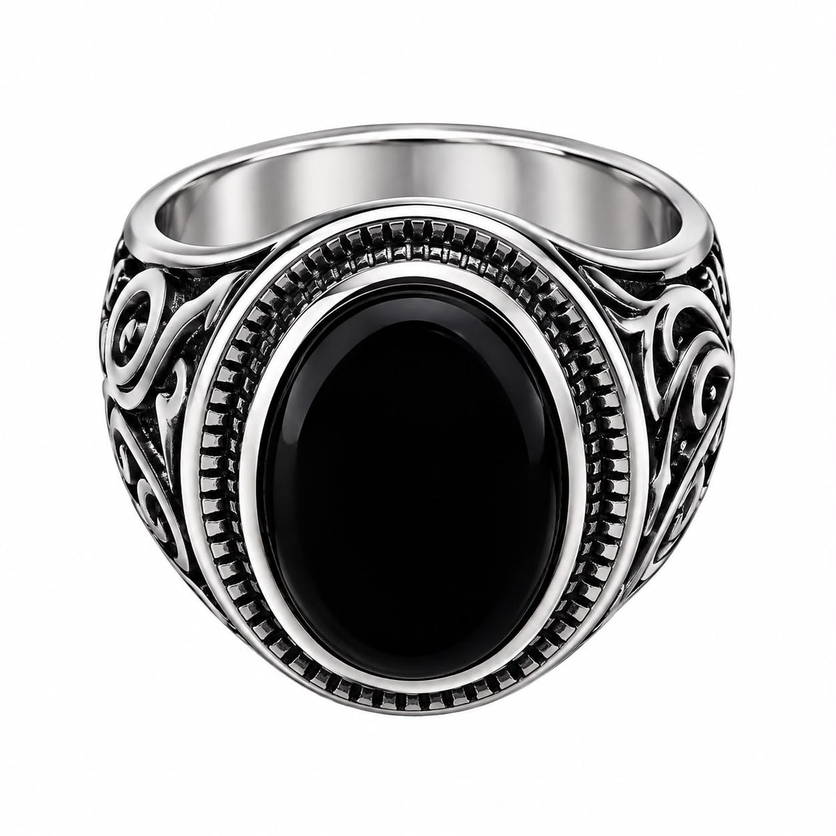 Imperial Black Oval Engraved Signet Ring