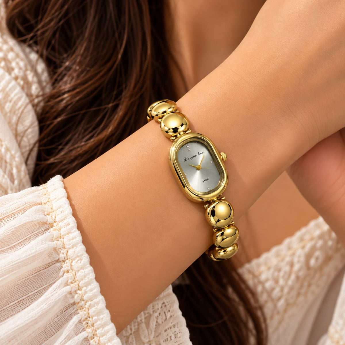 Caryino Golden Pearl Link Watch