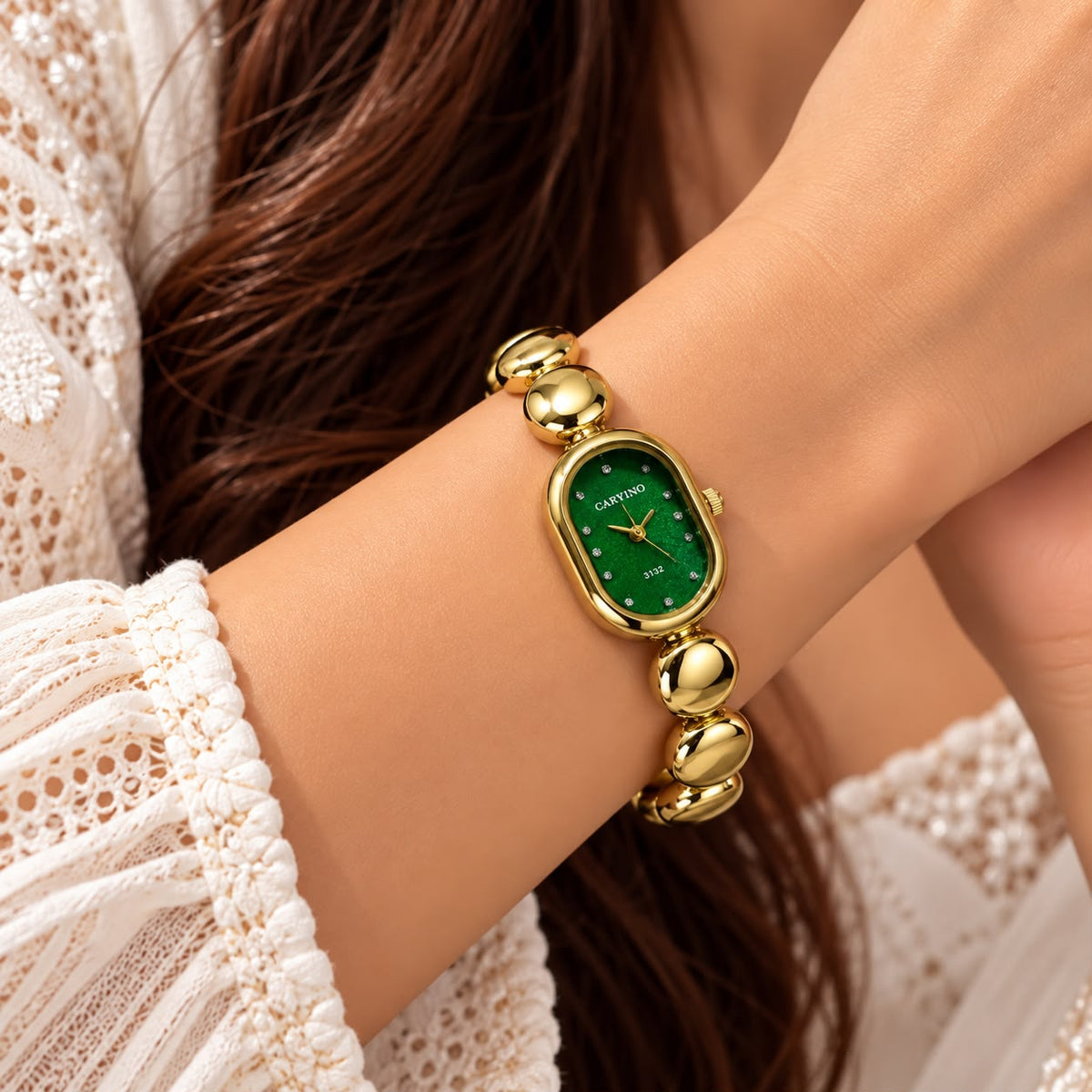 Caryino Golden Pearl Link Watch