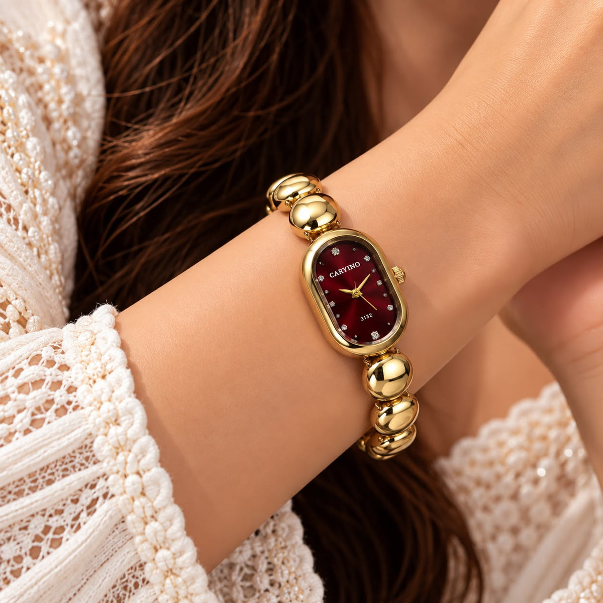 Caryino Golden Pearl Link Watch