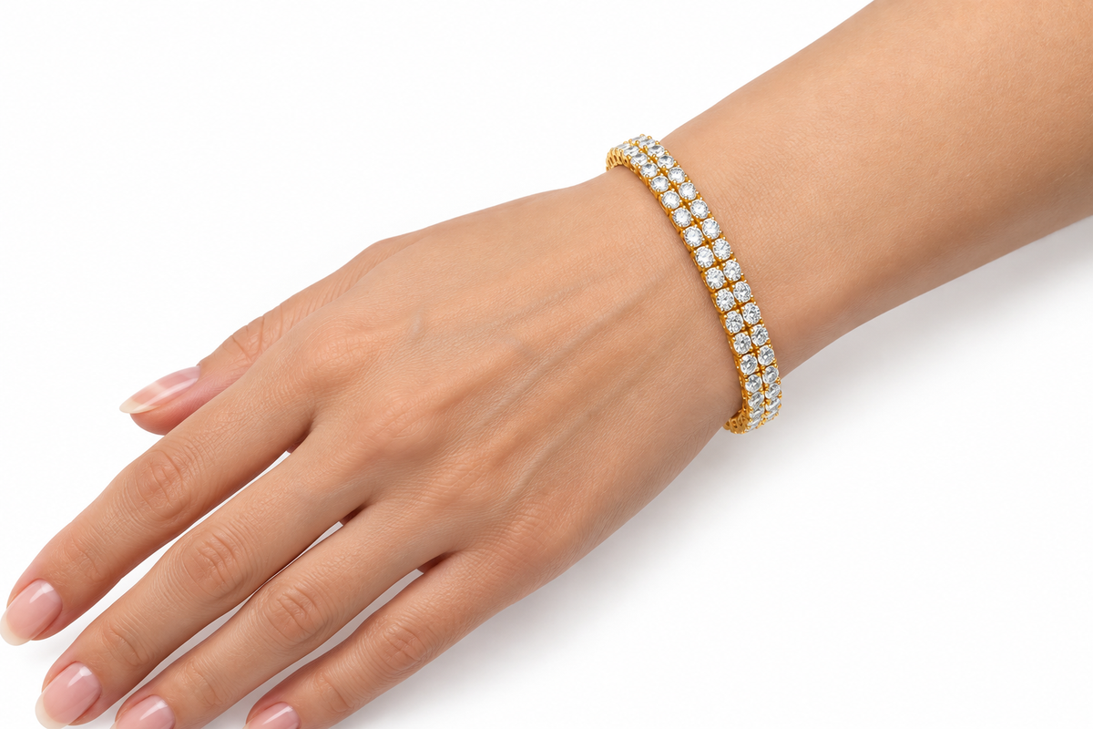 Double-Row Gold Tennis Bracelet