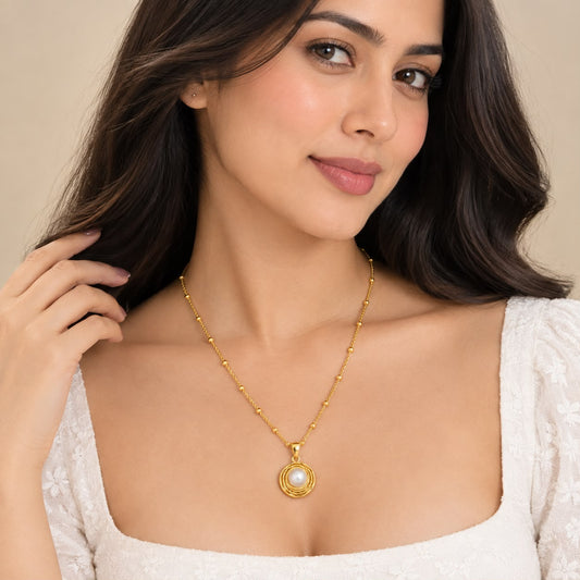 Beaded Satellite Chain with Pearl Medallion