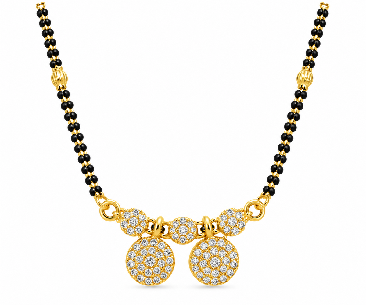 Circular Diamond Cluster Gold Mangalsutra