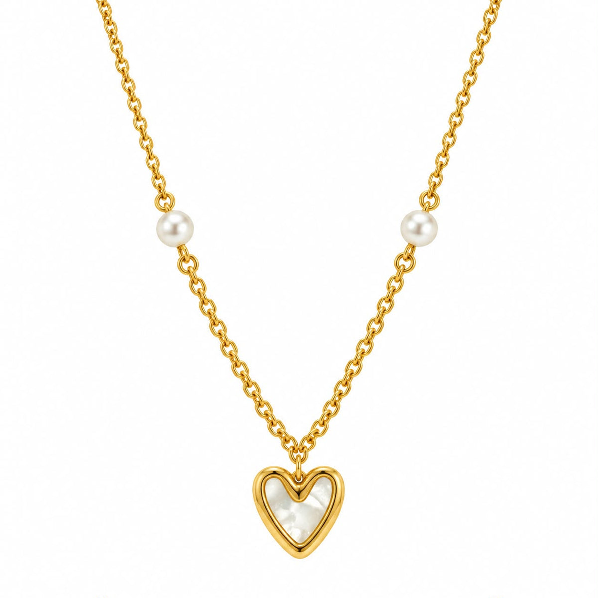 Pearl Station Mother-of-Pearl Heart Necklace