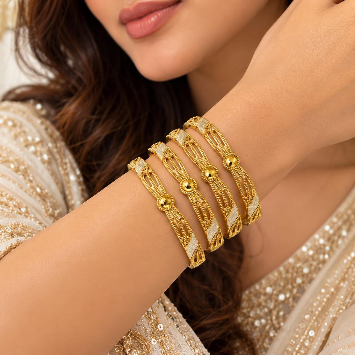 Gold Polish Sun Designer Bangles