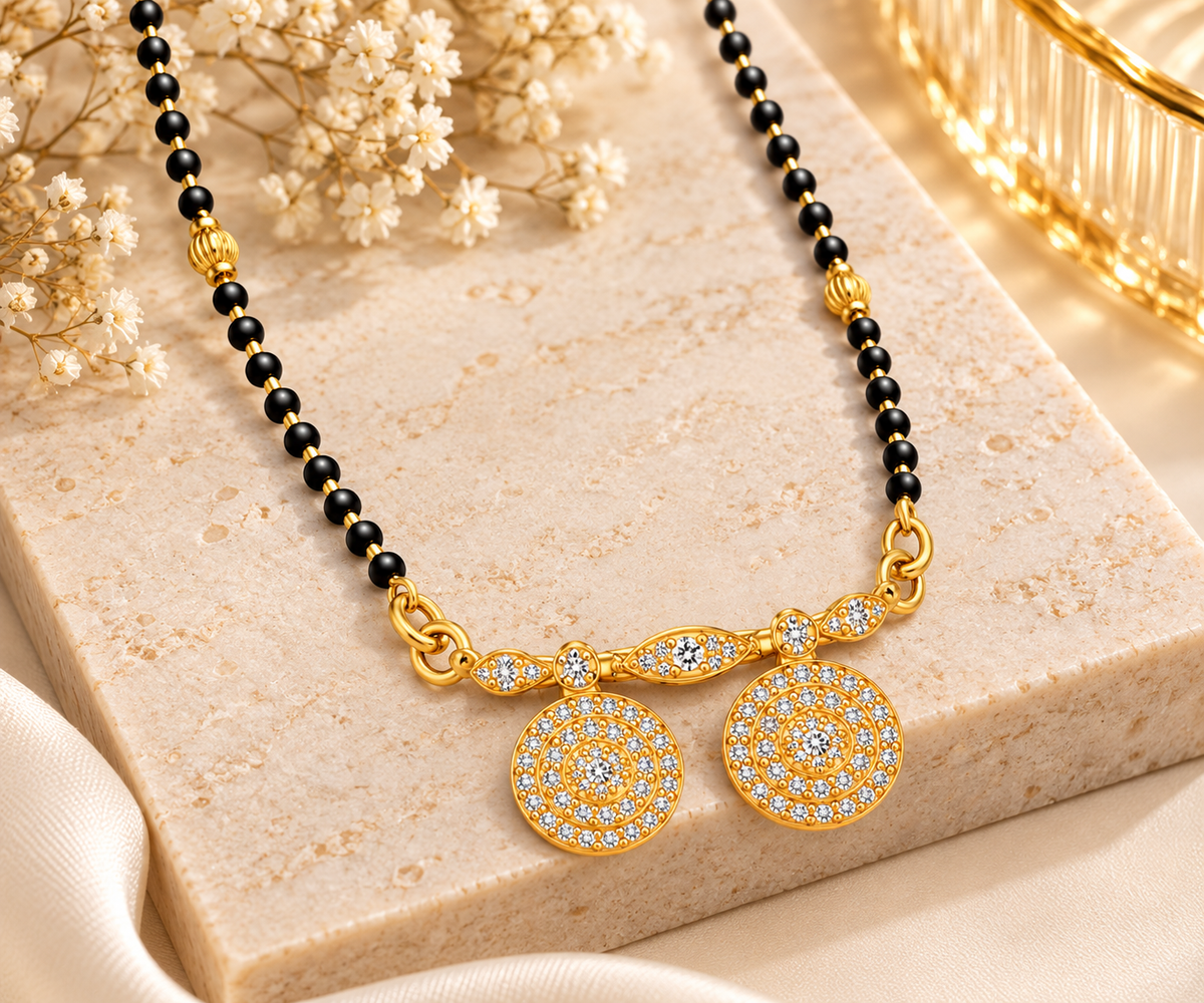 Circular Diamond Gold Mangalsutra