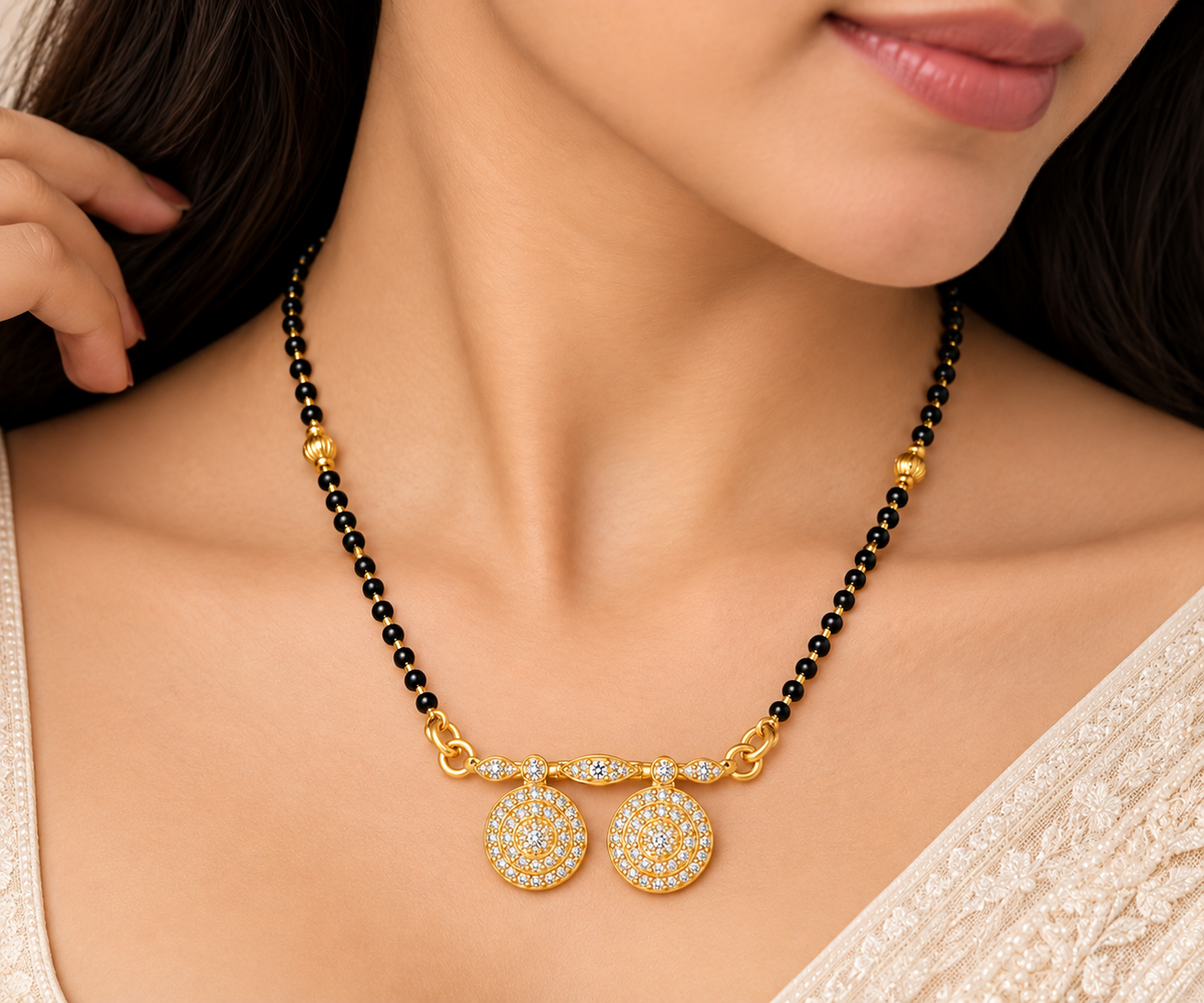 Circular Diamond Gold Mangalsutra