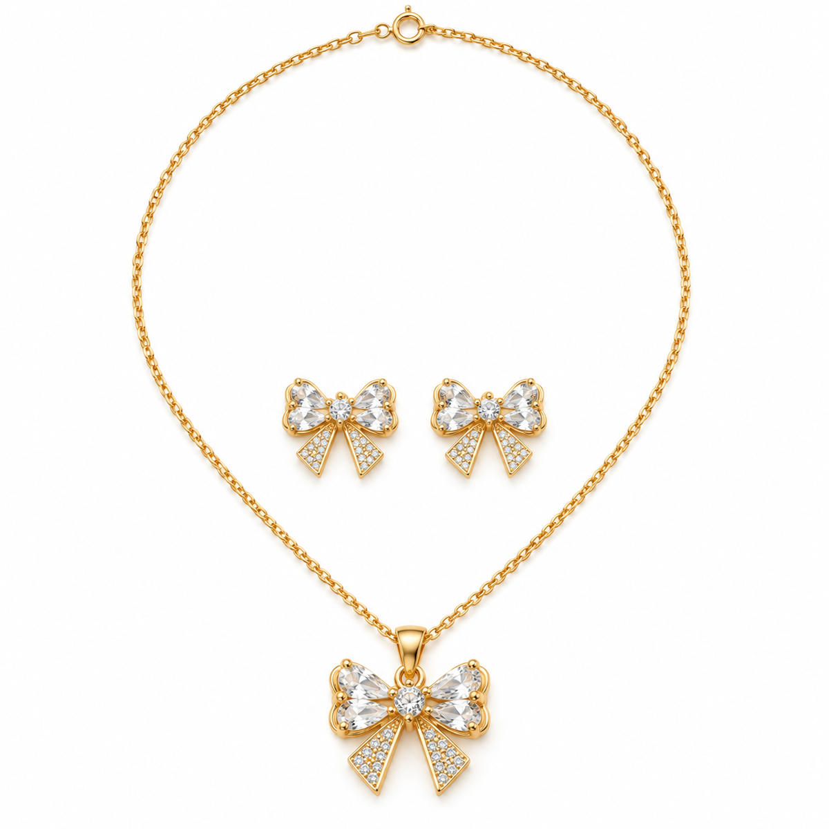 Marquise & Pavé Crystal Bow Pendant Set