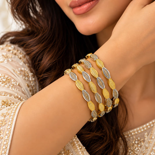 Two-Tone Delicate Bangle Set of 2
