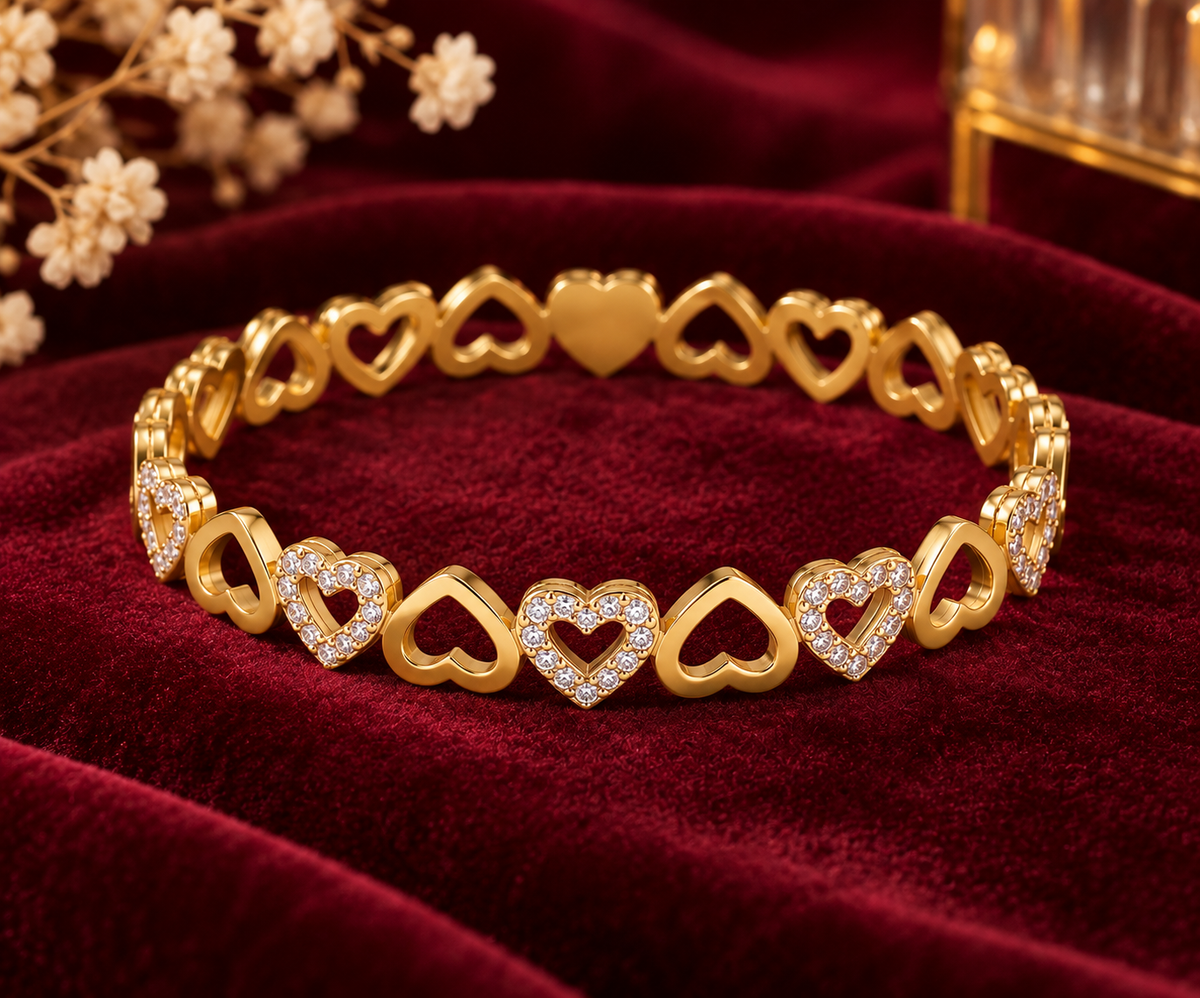 Pavé Heart Chain Cuff