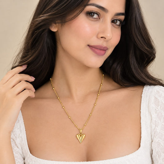 Beaded Snake Chain with Puffy Heart Pendant